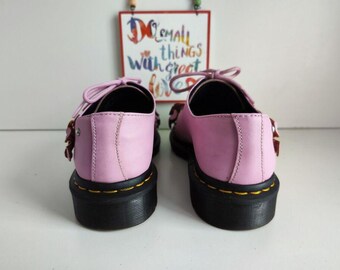 Dr Martens 1461 Large Pink Flowers Floral Boots 3D 3 Eye UK6 EU39