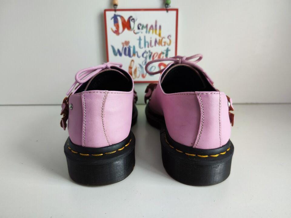 Dr Martens 1461 Large Pink Flowers Floral Boots 3D 3 Eye UK6 EU39