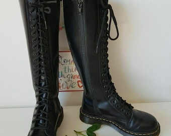 Dr. Martens 1B60 Black Leather Knee High Boots, UK6.5 EU40 US8.5