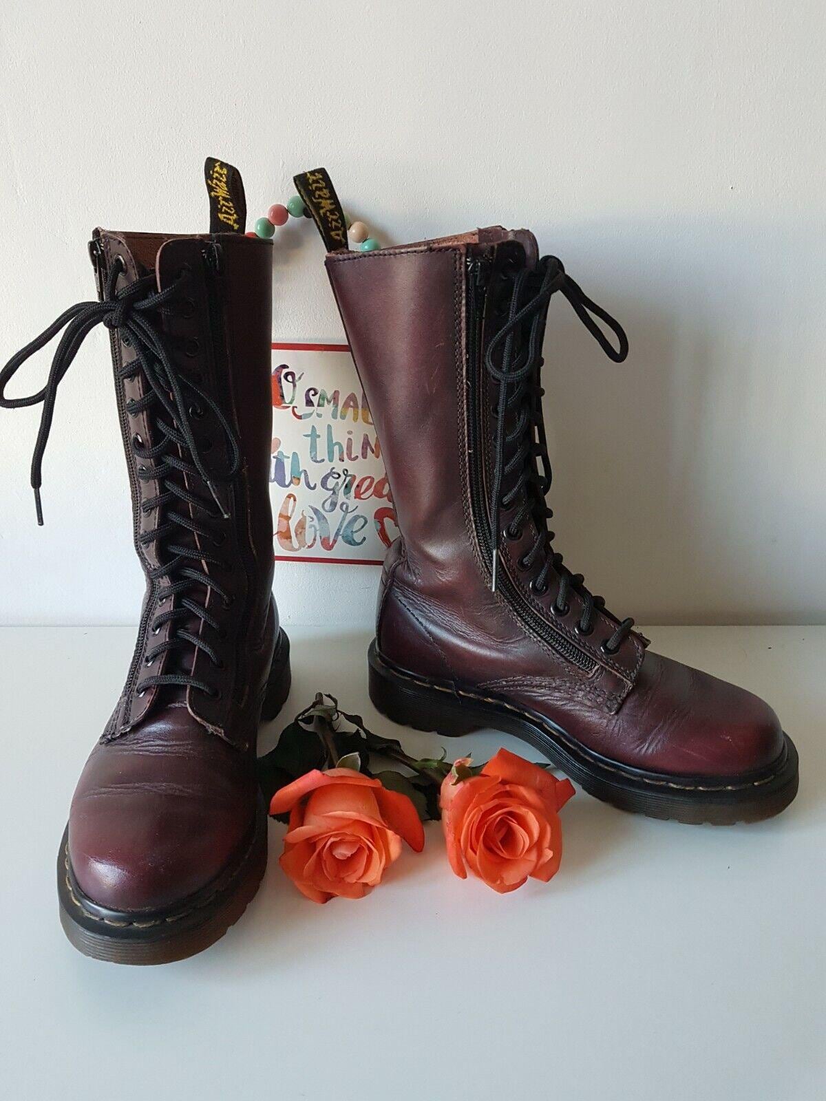 Dr Doc Martens 9733 Double 2 Zip 14 Hole Cherry Oxblood Red
