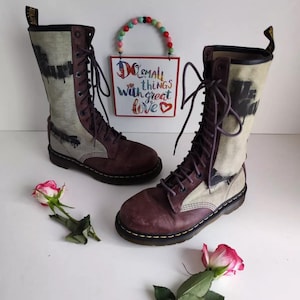 Dr Martens 14 eye 1C53 brown beige 1914 logo boots UK 5 EU 38 US 7 horror