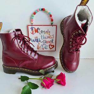 Dr Martens 1460 8 hole Pascal Shiraz Serena fur lined shearling boots UK5 EU38