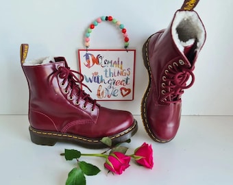 Dr Martens 1460 8 Hole Red Cherry Red Oxblood Ankle Boots UK 5 EU