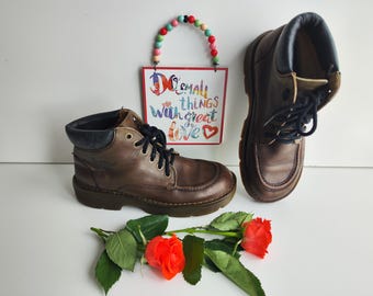 Dr martens 8435 6 eye brown vintage platform chunky sole england boots UK7 EU41