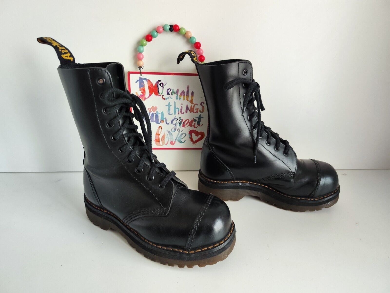 Dr Doc Martens 1490 Black Platform Metal Toe Vintage England