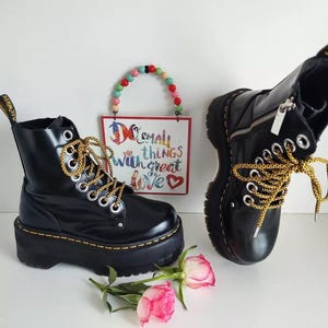New Dr Martens Jadon Max Rebel Quad Platform Sole Patent