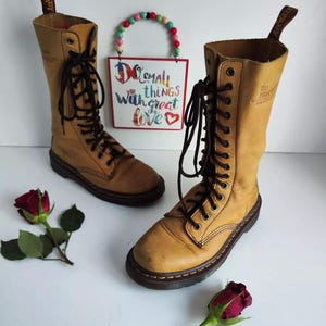Dr Martens 1914 mustard yellow 14 eye midcalf combat boots UK 4 EU 37 US 6