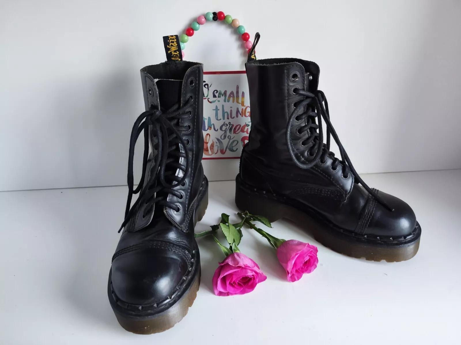 Dr Martens Platform Quad Sole Chunky Vintage Black England Boots