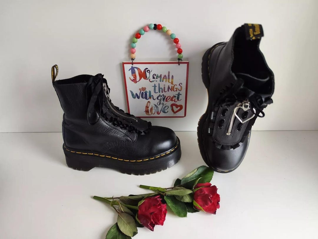 Dr Martens Lazy Oaf Jungle Boots Quad Heart Platform Chunky Life