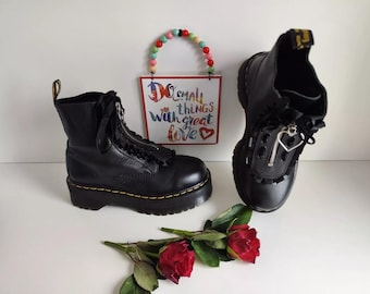 Dr Martens Lazy Oaf Jungle Boots Quad Heart Platform Chunky Life
