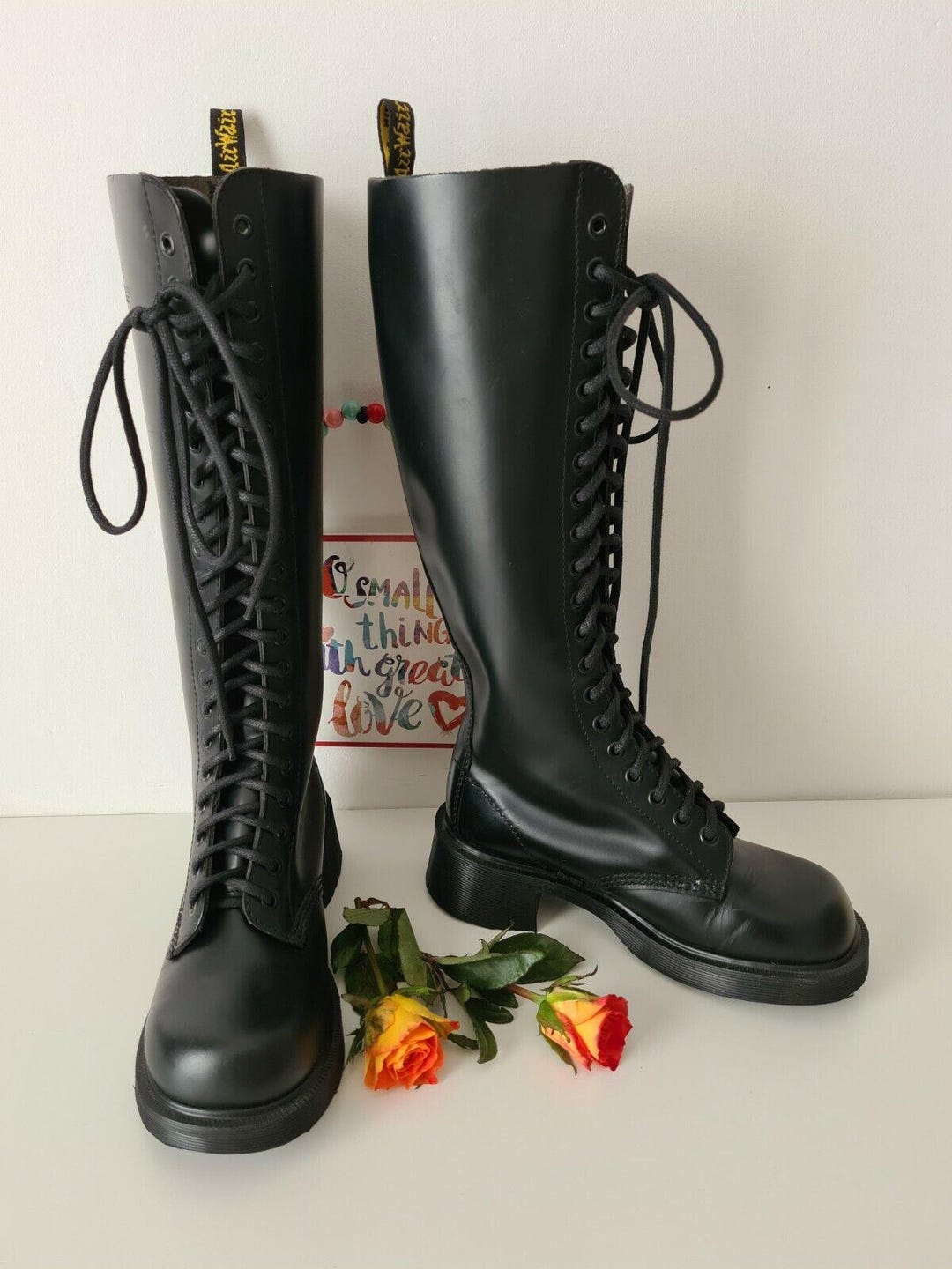 Dr Martens 1420 20 Eye Black Knee High Boots England Vintage Dr Martens 1420 20 Eye Black Knee High Boots England Vintage