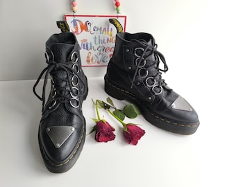 Dr Martens Farylle aunt sally black boots exposed metal toe UK6 EU39 US8