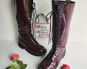 Dr Martens 1420 Patent Leather Knee High England Vintage Boots 9730, UK 7