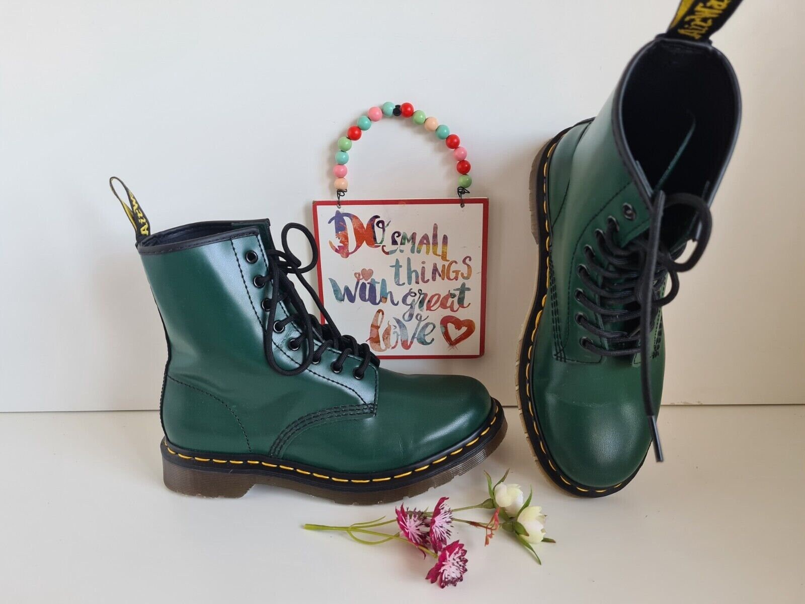 Dr Doc Martens 1460 8 hole green leather ankle boots UK 7 US 9 EU 41