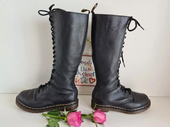 Dr. Martens 1B60 Black Leather Tall Boots, 20 Eye, UK3 EU36 US5 - Etsy