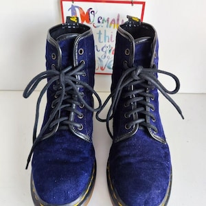 Dr Doc Martens 1460 8 hole velvet blue england vintage ankle boots UK5 EU38 US7