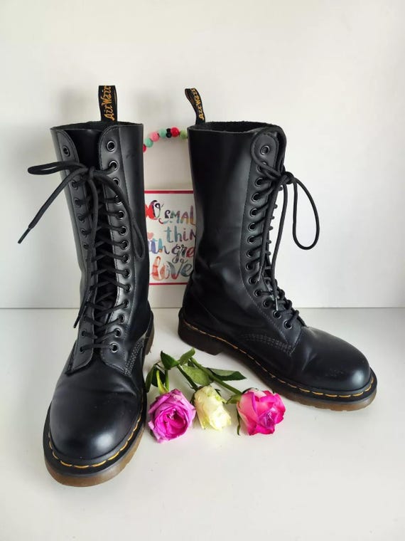 Dr. Martens 1914 Black Leather Mid-calf Boots (UK 5 / US 7) - Etsy