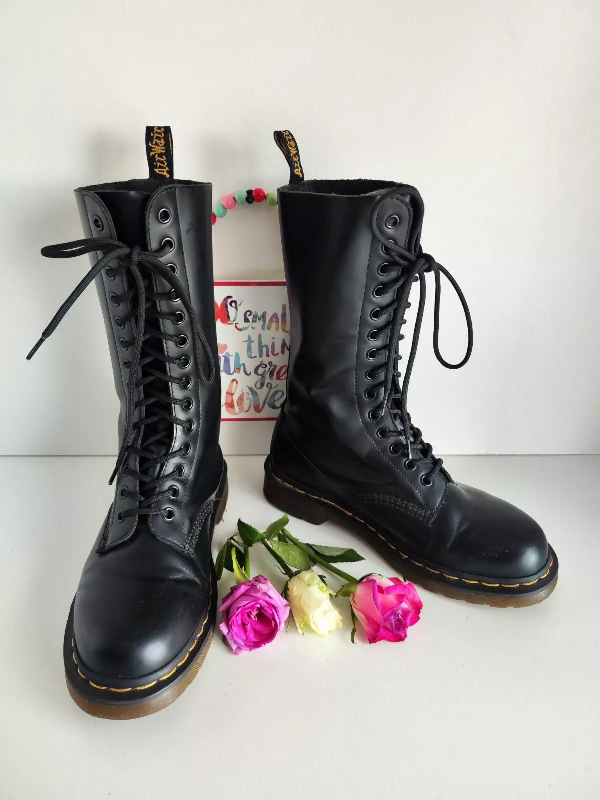 Dr Martens 1914 Black Mid Calf 14 Eye 11856 Leather Boots UK