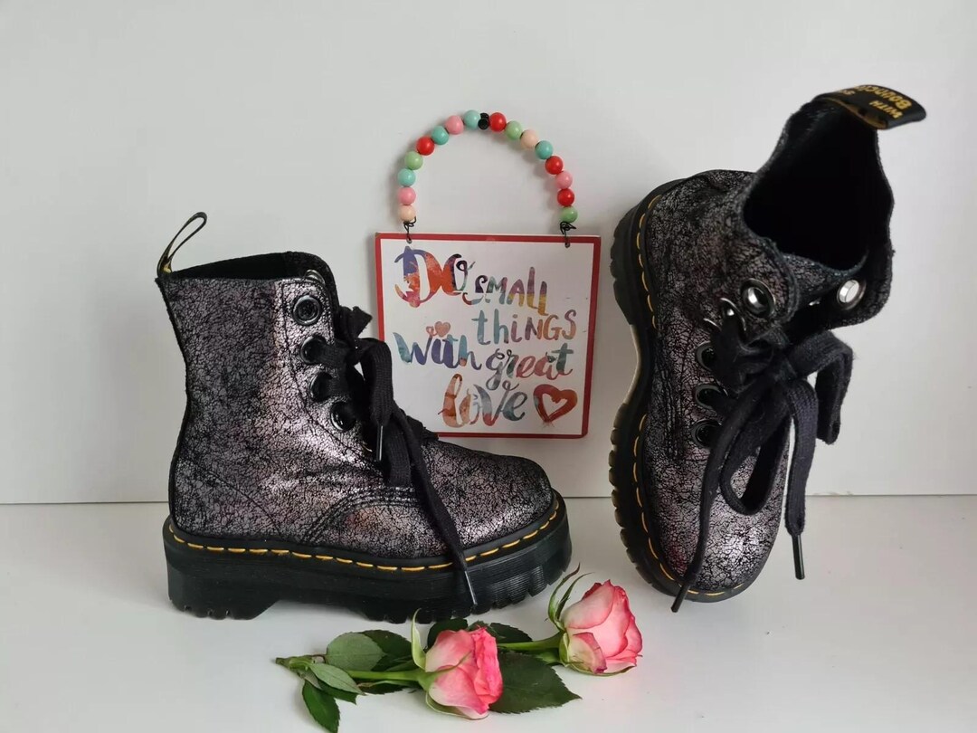 Dr Martens Molly Jadon Crackle Plateau Quad Sohle Stiefel UK3 US5
