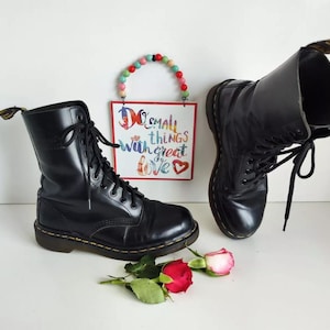 Dr Martens 1490 black 10 eye ankle england vintage boots UK4 EU37 US6