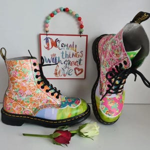 Dr Doc Martens 1460 pascal Daze 8 hole multicoloured ankle boots UK 5 EU 38 US 7