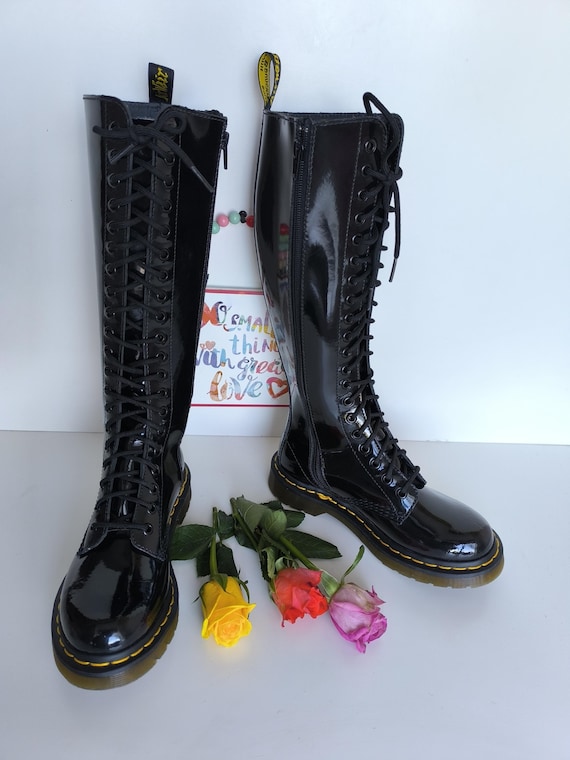Dr Martens 1B60 Patent Black Knee High Boots - UK3 EU36 US5 - Etsy