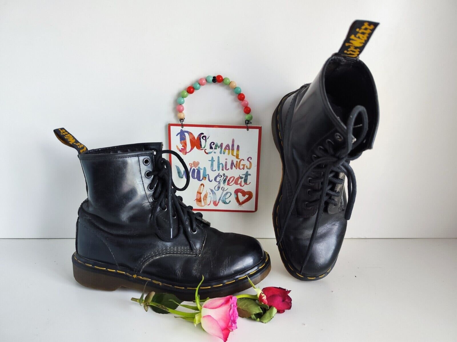 Dr Martens 1460 8 Hole England Vintage Black Ankle Boots UK7 US9 