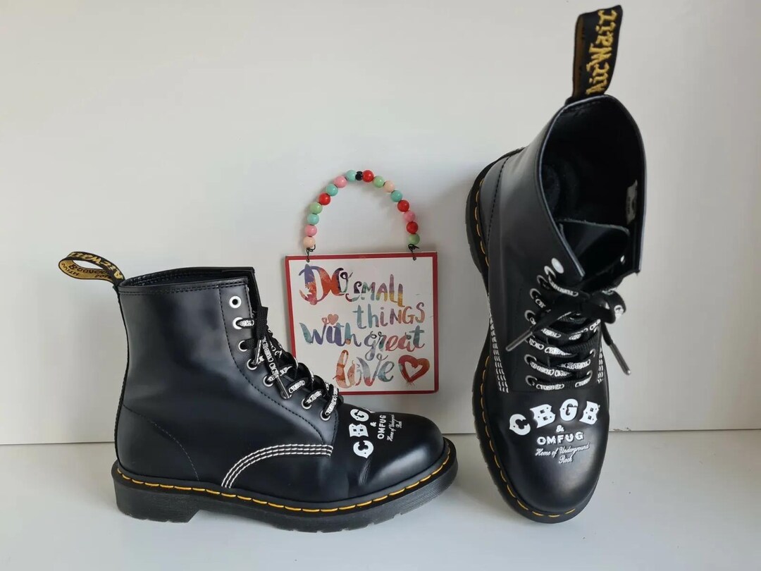 Dr. Martens X CBGB Tattoo Boots, Black Leather, UK 10 - Etsy