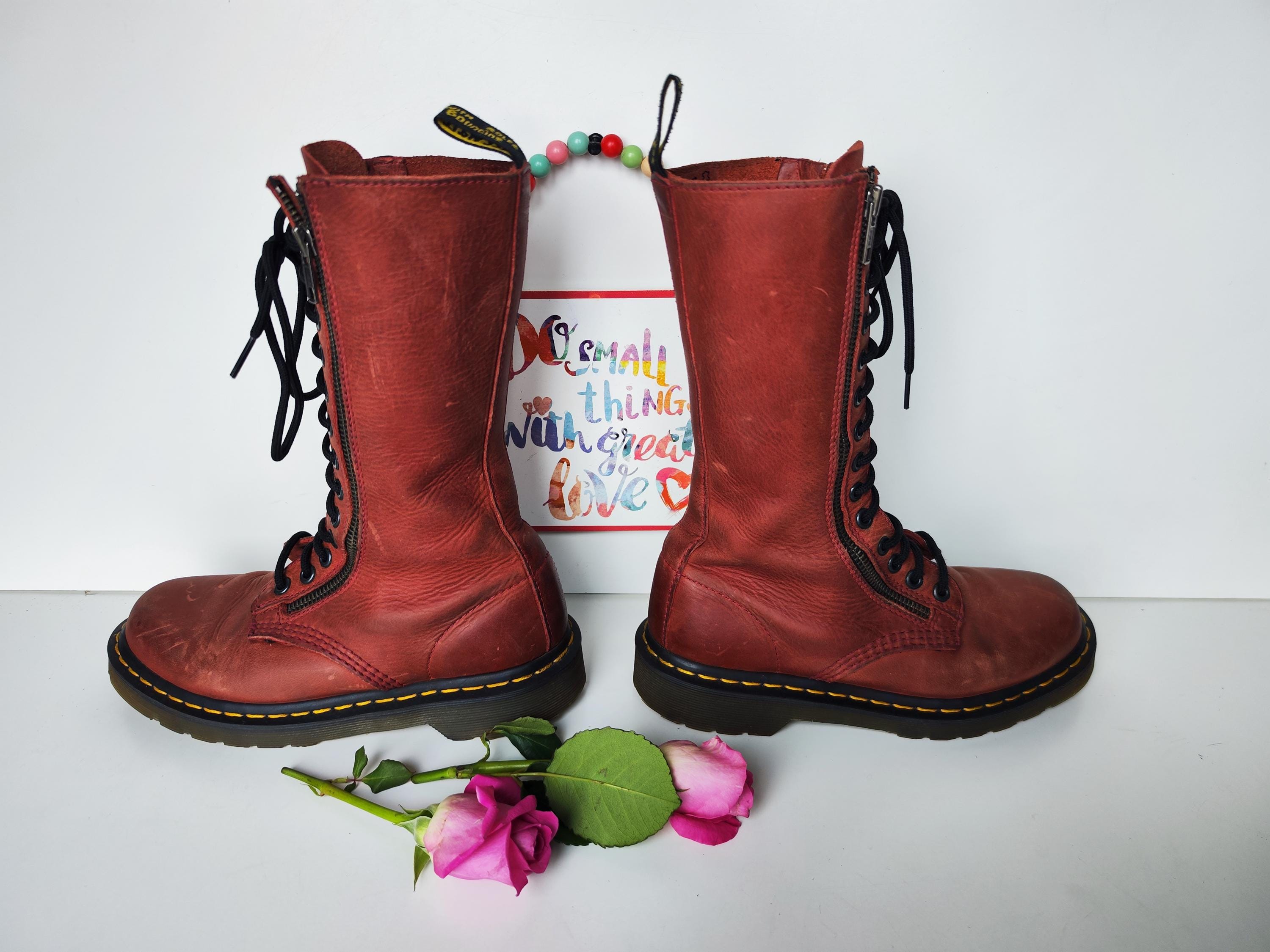 Dr Doc Martens 9733 Double 2 Zip 14 Hole Cherry Oxblood Red Dr Doc Martens 9733 Double 2 Zip 14 Hole Cherry Oxblood Red