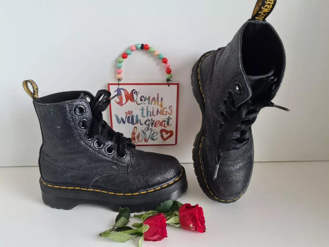 Dr Martens Molly Jadon glitter chunky platform quad sole boots UK 7 EU 41 US 9
