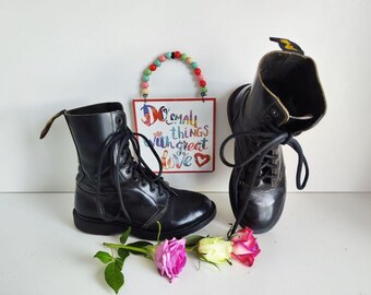 Dr Martens 1490 Joska Stud Black White Ankle Buckle Boots UK6.5
