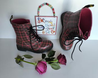 Dr Martens Drench Wellington Festival Rain Wellies Welly tartan boot UK5 EU38