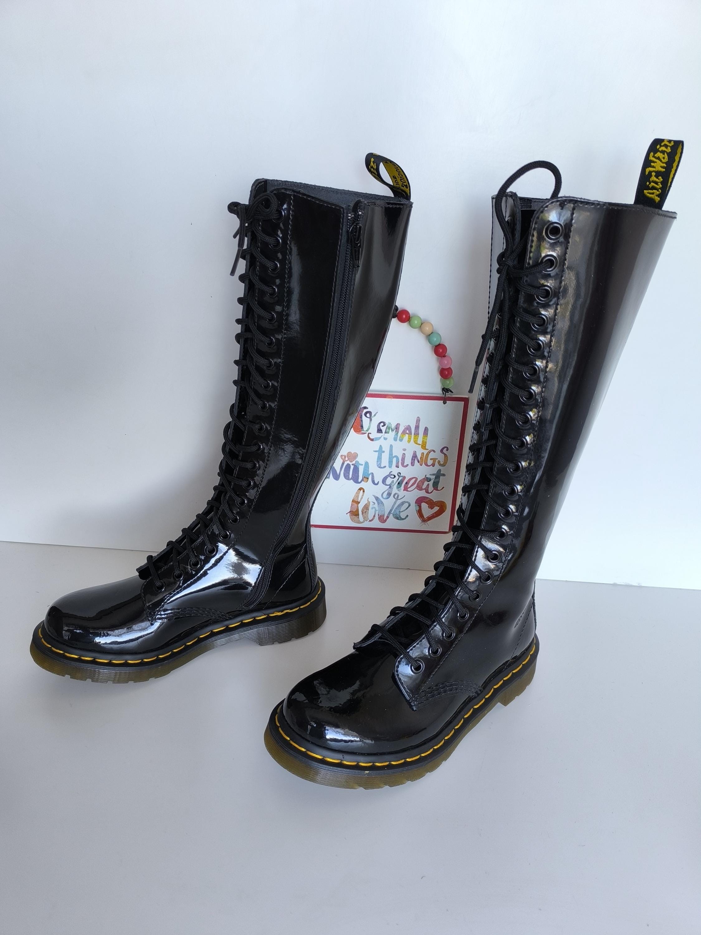 Dr Martens 1B60 Patent Black Knee High Boots - UK3 EU36 US5 - Etsy