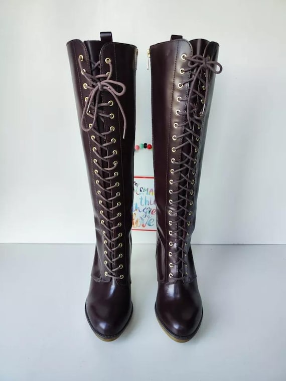 ドクターマーチン　ギルダ　ブラウン　GILDA Dr Martens Gilda Heeled Brown Court Knee High Tall Boots UK6