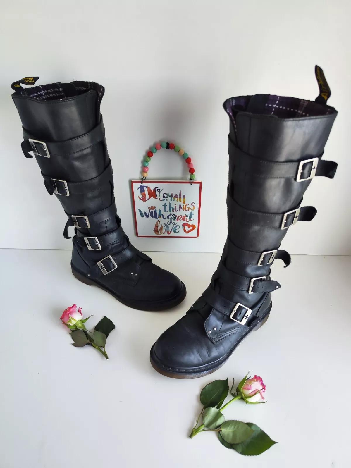 Dr Doc Martens Phina 20 Hole Knee High Buckles Walking Dead Zip