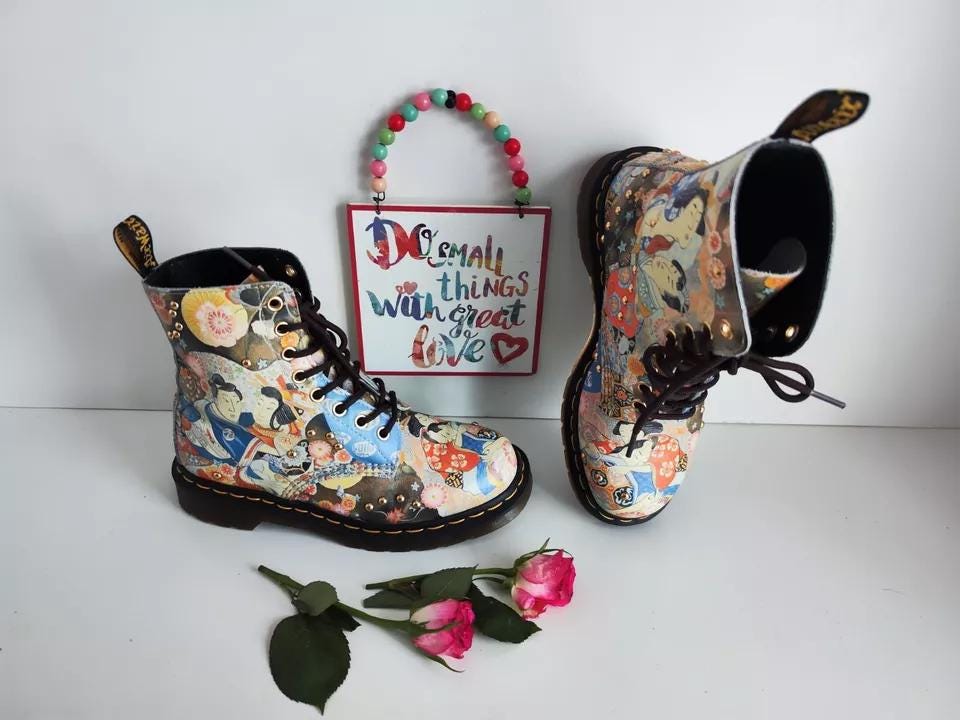 Dr Martens 1460 Pascal Oriental Asia Japanese Stud Hole Boots UK