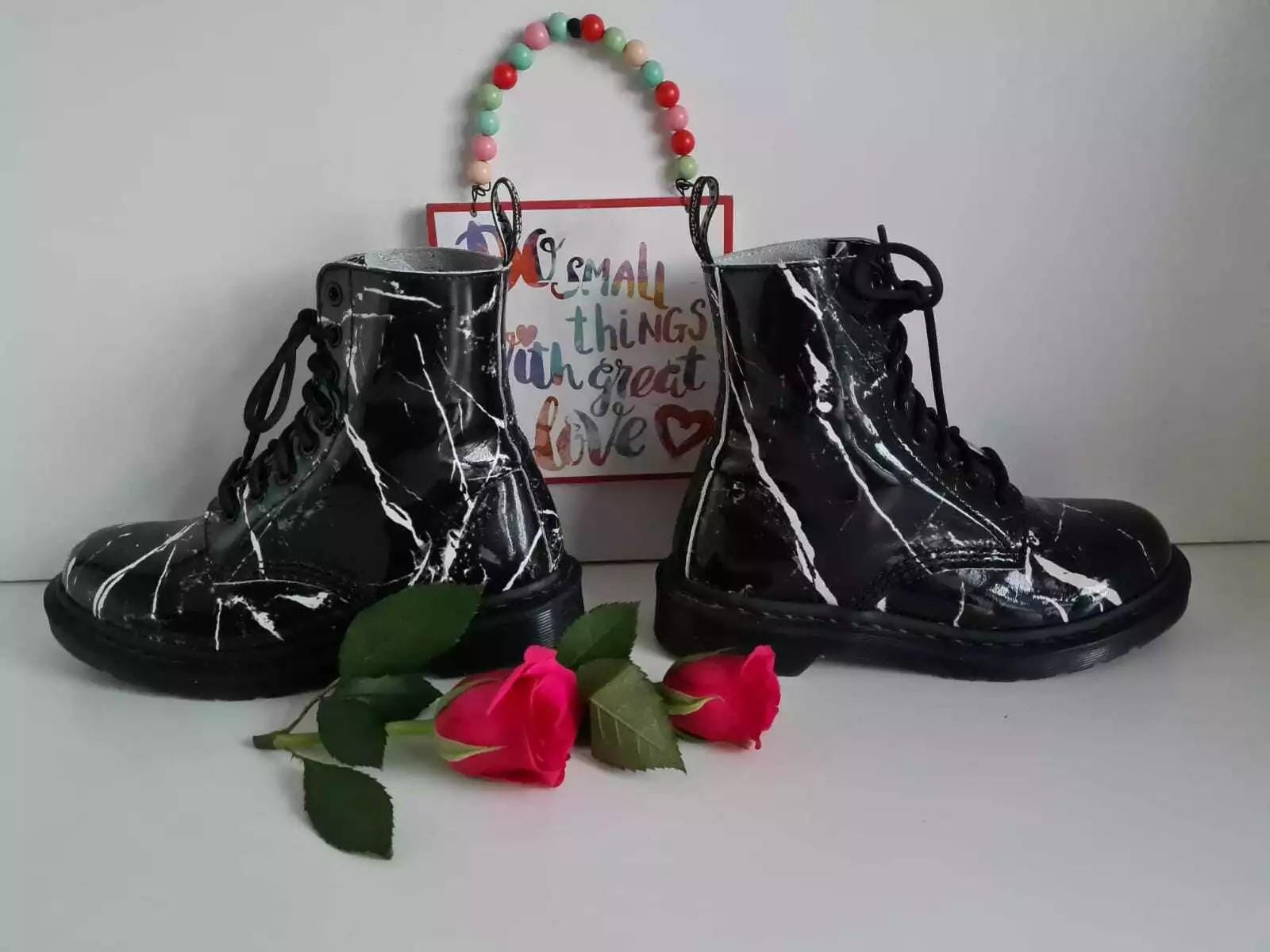 Bottines 8 trous 1460 Pascal Marble Dr Martens noir blanc UK 4 EU 37 US 6 Etsy France