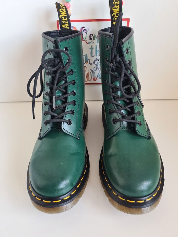 Dr Doc Martens 1460 8 Hole Green Leather Ankle Boots UK 7 US 9 EU