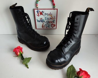 Dr Doc Martens 1490 Black Platform Metal Toe Vintage England