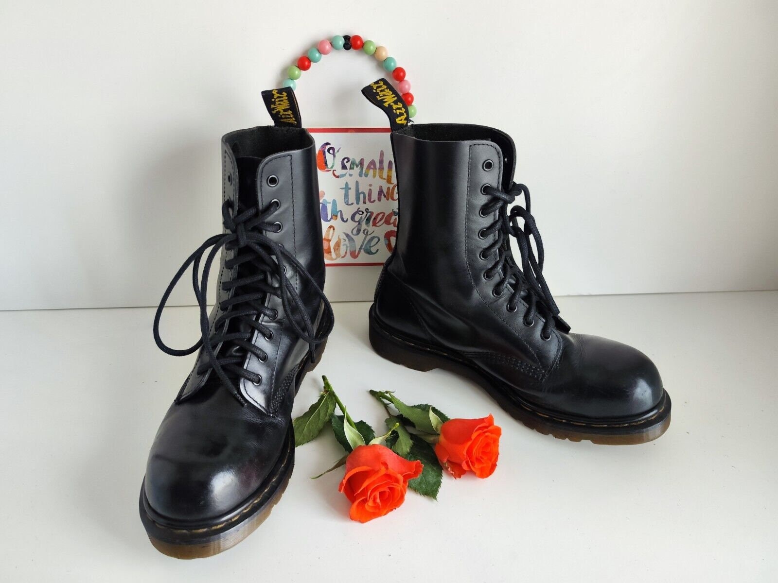 Dr Martens 10 Eye 1490 Black Vintage England Ankle Boots UK7