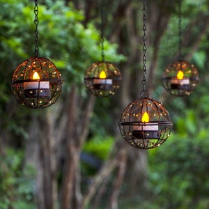 Outdoor Solar Hanging Lanterns - Pack of 4 - solar lights garden lights lanterns solar lanterns outdoor decor