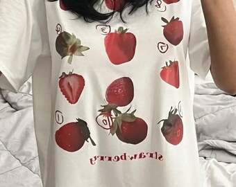 Erdbeer-Shirt, Grafik-T-Shirts, Erdbeer-Geschenk, Erdbeer-Liebhaber, Erdbeer-T-Shirt, Cottage-Shirts, Garten-T-Shirts, Obst-Shirts