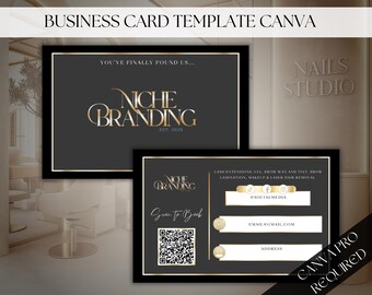 Black and Gold Business Card Template: Editable Canva Design (85x55mm) (Digital Download)