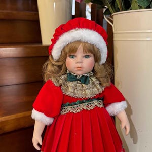 Little Red Riding Hood Doll | 14&quot; Brown Hair Victorian Porcelain Doll | OOAK Art Collection | Perfect Holiday Gift for Doll Lovers