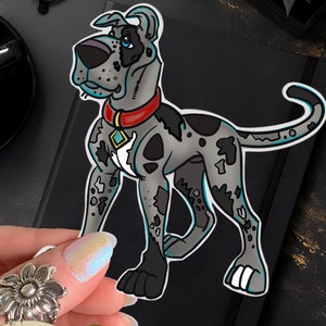 Blue Merle Deutsche Dogge Kunst-Aufkleber Aufkleber Riesige Deutsche Dogge Liebhaber Geschenk Deutsche Dogge Hundeliebhaber Dogge Dogmom Dänen Regel Dogdad Regel für große Hunde