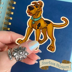 Rehkitz Merle Deutsche Dogge Scoobs Parodie Kunst Aufkleber, große Dogge, Geschenk für die Deutsche Dogge, Hundeliebhaber, Regel für die Dogmom