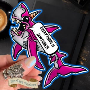 Silly Shark Unicorn Sticker: Jawsome Pink Sharkasm Art