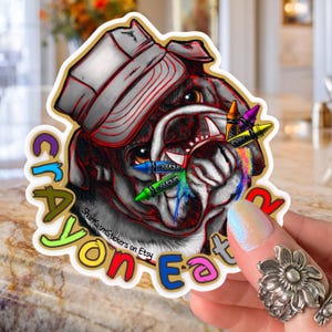Crayon Eater Marine Corps Bulldog Grayscale Sticker : USMC Devil Dog Combat Veteran Crayon Eaters Humor