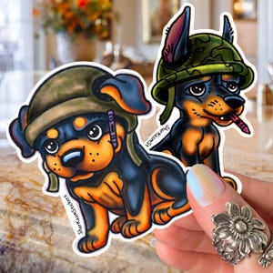 BOGO Crayon Eater Sticker SET USMC Devil Dog vinyle Sticker Marine Corps Humour Doberman et Rottweiler chien militaire Crayon Eaters