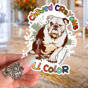 Amputee Crayon Eater Bulldog Sticker USMC Devil Dog Vinyl Decal Marine Corps Amputation Veteran Humor Art Cute Humor Optimism Lover